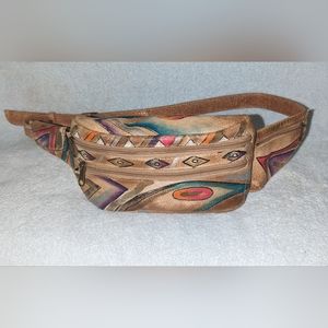 Vintage Sam Sam hand painted genuine leather fanny pack.